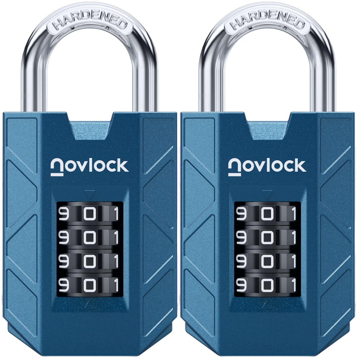 NOVLOCK Combination Padlocks โ Sturdy & Secure 4-Digit Locks with Code for Gym, School & Work Lockers, Cabinets, Toolboxes, Sheds & Fences โ 2-Pack, Blue