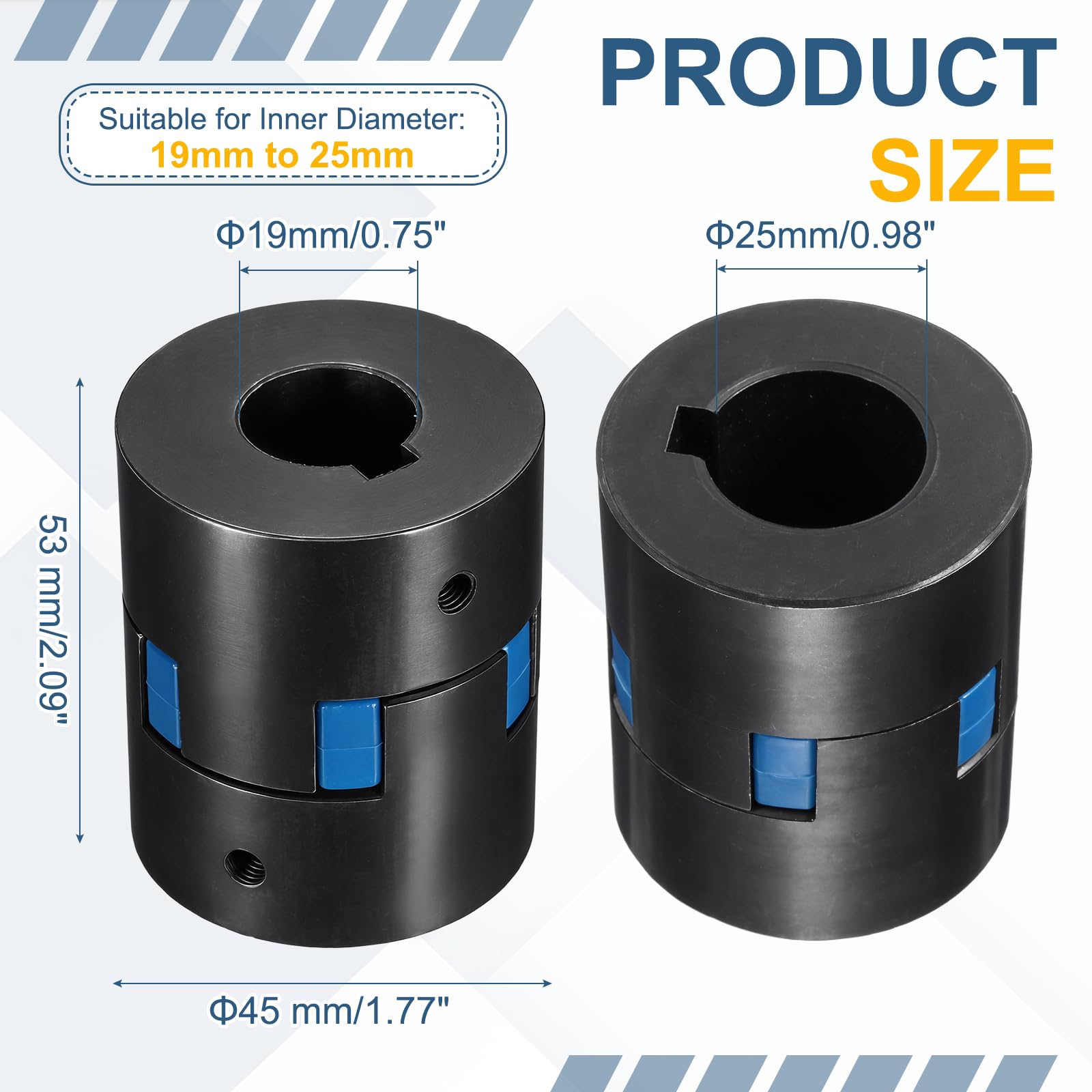 MECCANIXITY L075 Acoplamiento de eje elástico flexible, 0.75 a 1 pulgada de diámetro interior L-Jaw acoplador de acoplador de goma Spider Motor Conector para divisor de troncos Equipo híbrido