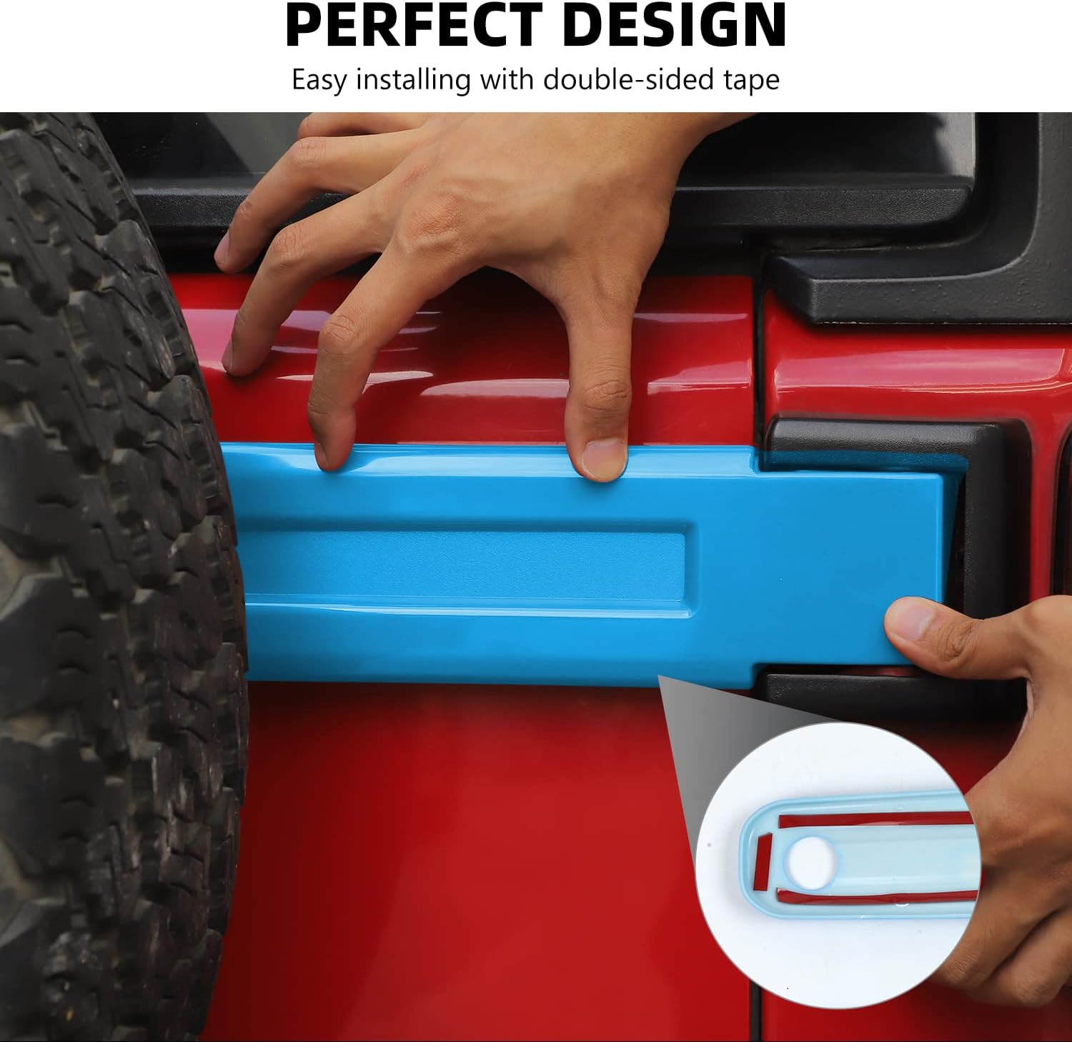 JK 12PCS Full Set Exterior Trim Kit, Door Hinge Cover & Engine Hood Hinge Trim & Spare Tire Bracket Trim Compatible with 2007-2017 Jeep Wrangler JK 4-Door, Light Blue