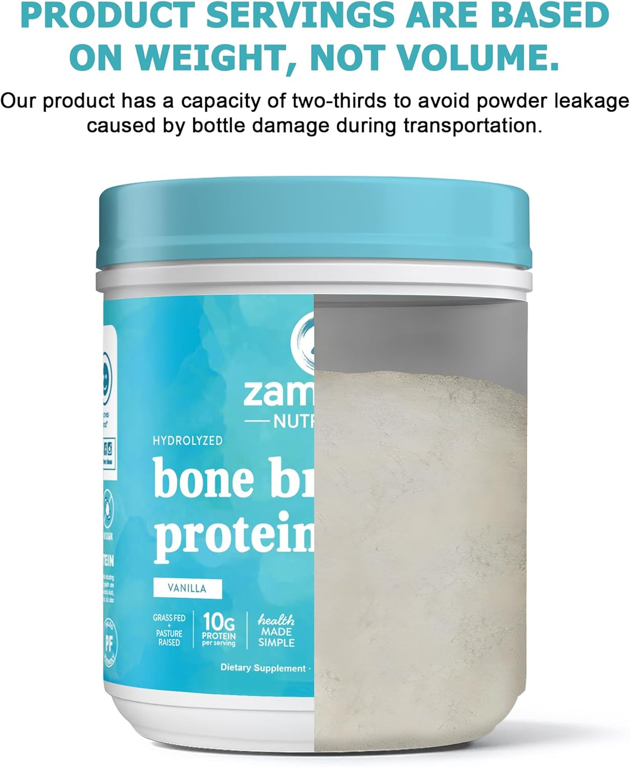 Zammex Bone Broth Protein Powder, Pure Grass Fed Beef, Vanilla Protein Powder,Hydrolyzed Collagen Supplement for Healthy Skin,Nails,Hair,Joints, Non-GMO,Gluten Free, Great in Shakes - Image 8