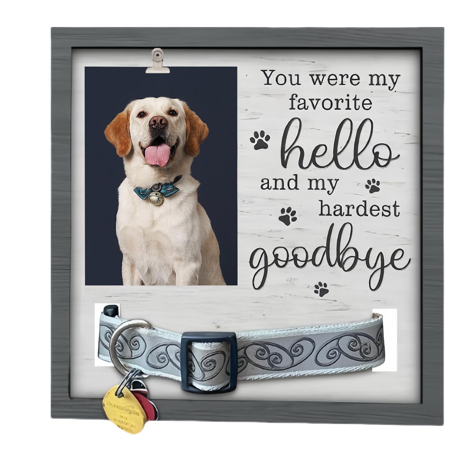 Sporgo Marco de madera con foto: marco de fotos conmemorativo de perro y gato, recuerdo del perro fallecido, marco de fotos de madera para perros o dueños de gatos (9 x 9 pulgadas)