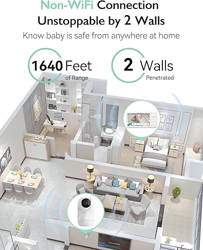 Miniatura 7 de Momcozy Monitor de bebé de video, monitor de bebé Full HD de 5.5 pulgadas 1080P con cámara sin WiFi, visión nocturna infrarroja, batería de 120