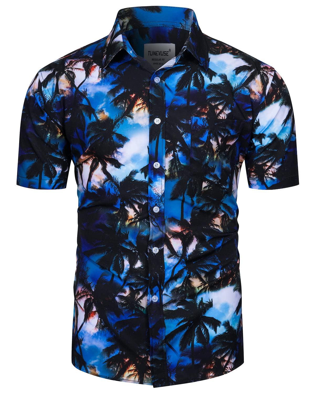 TUNEVUSE Conjunto de camisas y pantalones cortos hawaianos para hombre, 2 piezas, trajes de playa con estampado de flores, traje tropical de verano con sombreros de pescador