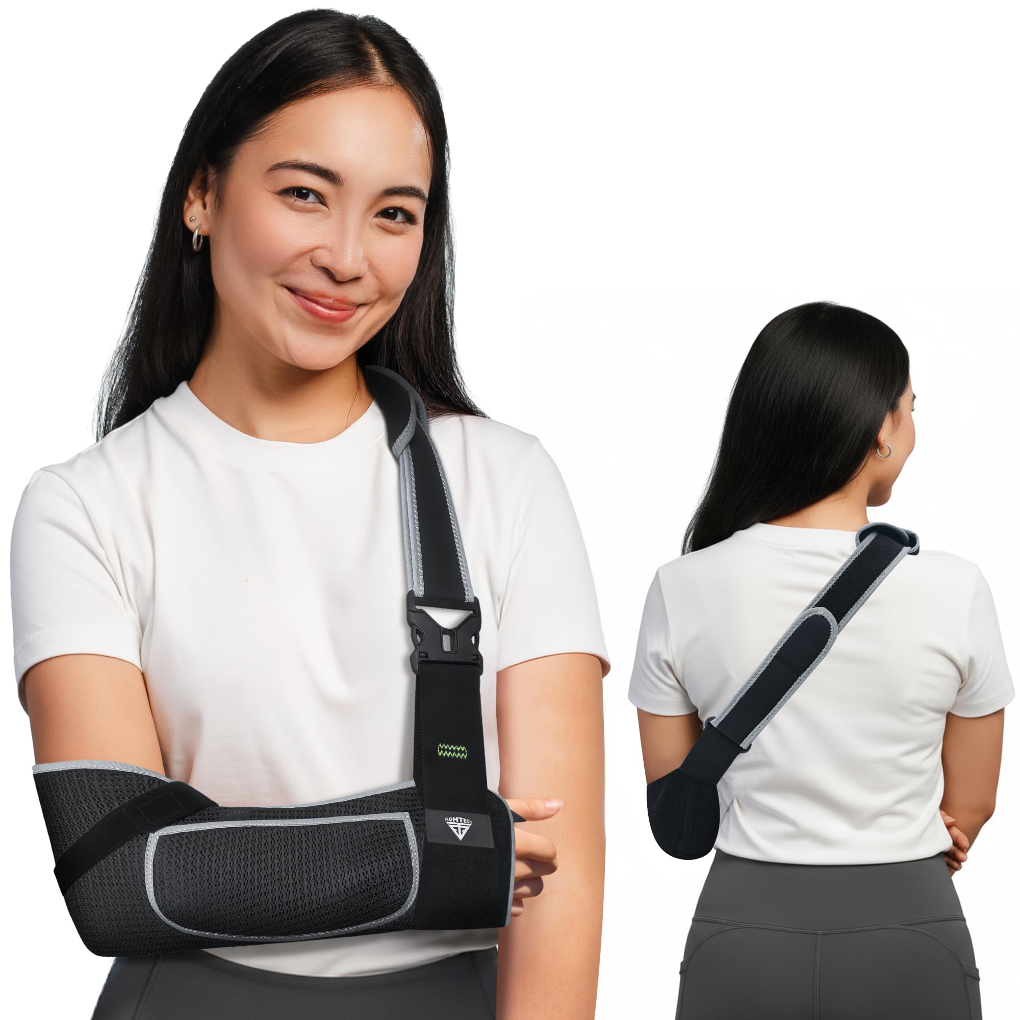 Arm Sling for Shoulder Injury Breathable Mesh Medical Shoulder Immobilizer with Thumb Loop Padded Strap Phone Pocket Adjustable