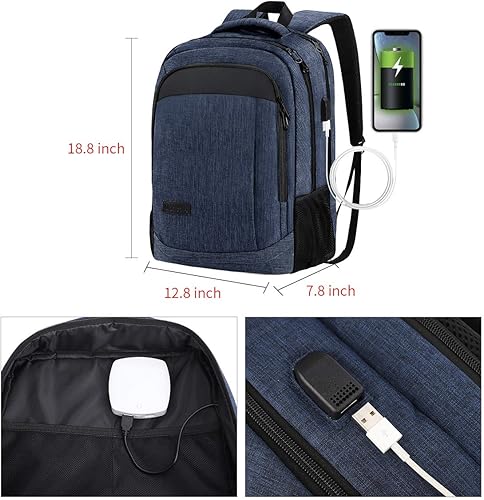 Miniatura 3 de Monsdle Mochila de viaje para laptop, antirrobo, resistente al agua, mochila escolar para computadora con puerto de carga USB para hombres, mujeres,