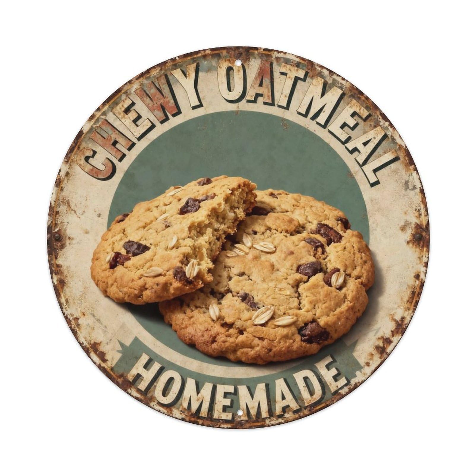 Chewy Oatmeal Cookies Homemade Metal Tin Sign Plaque