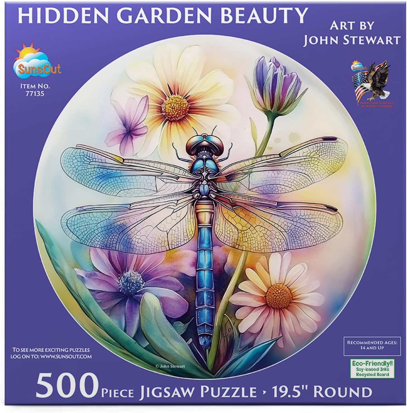 SUNSOUT INC - Hidden Garden Beauty - 500 pc Round Jigsaw Puzzle by Artist: John Stewart - Finished Size 19.5 "Round - MPN# 77135
