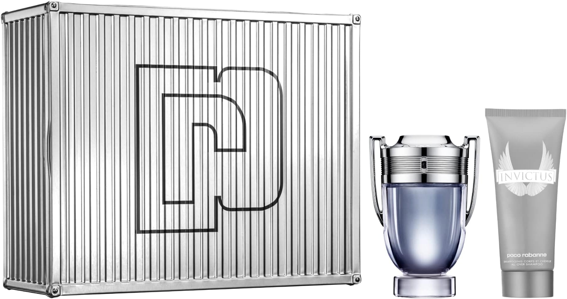 Paco Rabanne Invictus 2-Piece Set Gift Set for Men, (3.4 Oz Eau De Toilette Spray + 3.4 Oz All Over Shampoo)