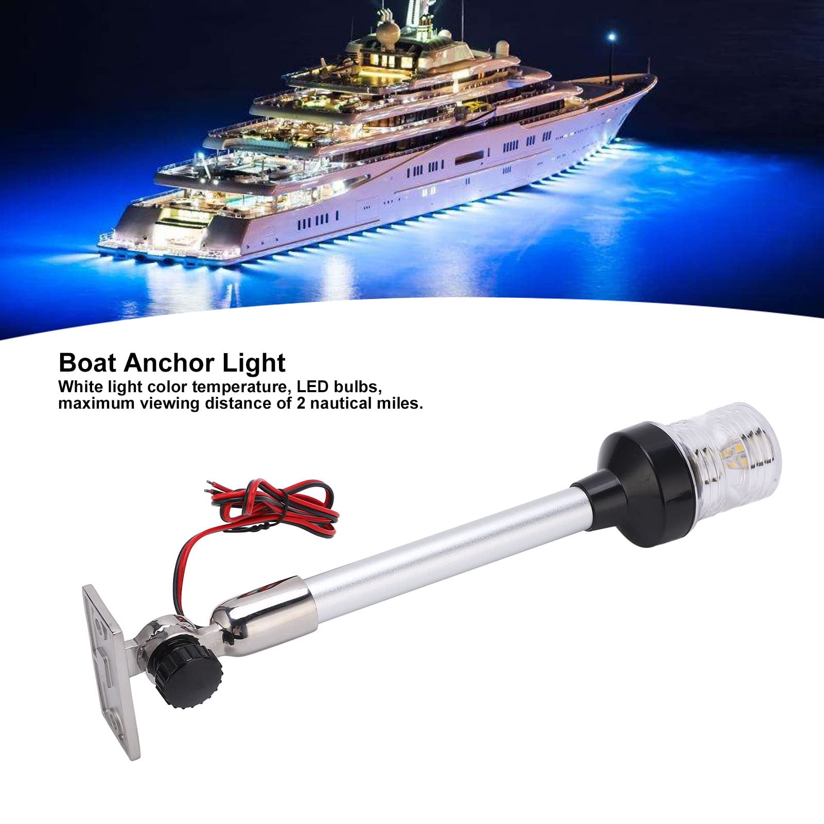 Fockety Luce di Navigazione Dell'ancora a LED a Tutto Tondo,12 Pollici IP66 Impermeabile LED Luce di Poppa per Barche Luce di Ancoraggio a 360° Luce di Navigazione per Barche a Irraggiamento a 360°