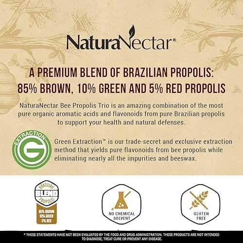 Miniatura 4 de NaturaNectar Paquete de propóleos de abeja natural, trío y propóleos rojos, para apoyo inmunológico y cardiovascular y un metabolismo saludable* -
