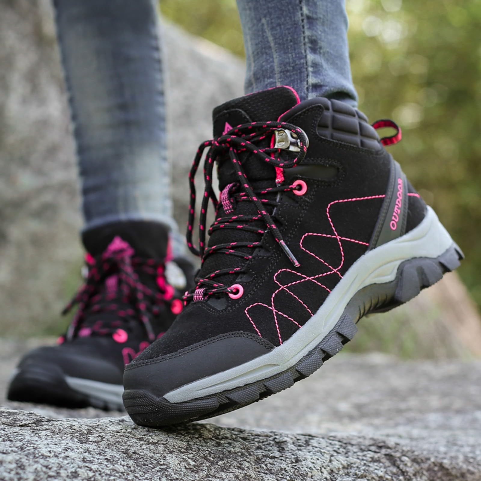 Scarpe Trekking Donna Impermeabili Alte Adatte al Campeggio All'aperto Traspirante Scarponi da Montagna Antiscivolo Leggere Trekking per All'escursionismo Sportive