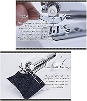 Vista 2 de Máquina de coser de mano, mini profesión DIY máquina de coser portátil a mano, máquina de coser multifuncional para el hogar, alimentación