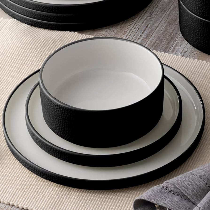 Amazon.com | Noritake ColorTex Stone Black 12-Piece
