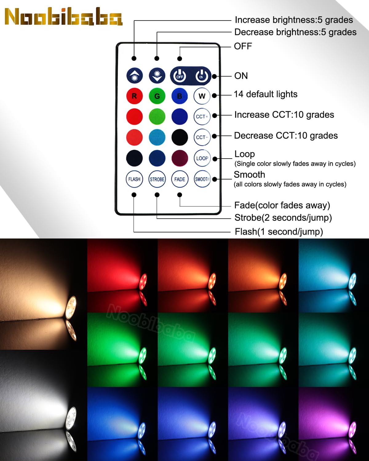 Noobibaba GU5.3 LED 12V for Christmas Lighting GU5.3 Color Changing and Single Color Fade Mode - Image 2