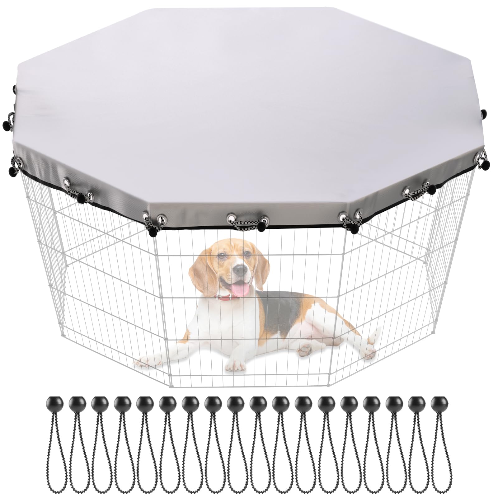 MJFSGYO Dog Playpen Cover,Fits 24" Wide 8 Panels Regular Octagon Metal Exercise Pet Pen for Pets Provide Rain Proof Shade and Security for Outdoor and