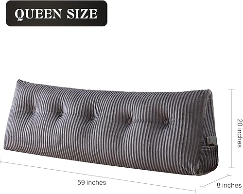 Miniatura 5 de SLIGUY Almohada grande para cabecero, almohada de cuña para cabecero, almohada de lectura triangular para sentarse en la cama, respaldo y