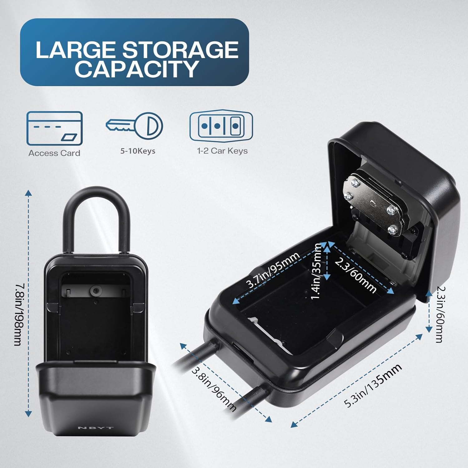 Key Lock Box for Outside, Keybox,Wall Mounted Key Safe Box, Weatherproof, 4 Digit Combination, Removable Shackle, Capacity Lockbox for Indoor Outdoor,key hiders outside,hide a key