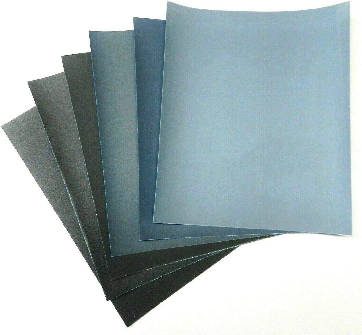 Waterproof Sandpaper Assortment 9" x 11" Matador 6 Sheet Wet or Dry S/C Sandpaper Abrasive Sanding Paper 800, 1000, 1200, 1500, 2000 and 2500 Grit for Wood, Metal, Paint and Auto Made in Germany - - 