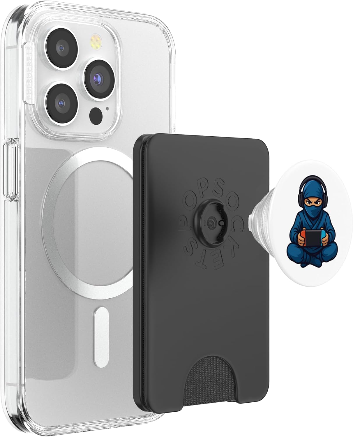 Funny Gamer Japanese Ninja Playing Console Video Game PopSockets PopWallet for MagSafe image 3