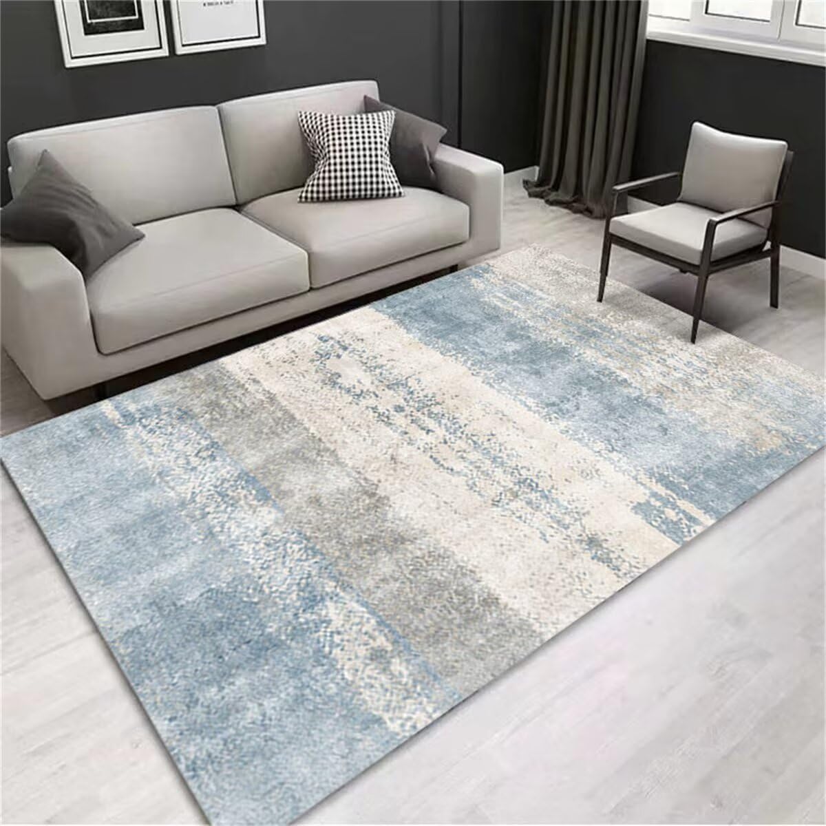 Tapis bureau gris-bleu 50x80cm pour descente de lit et chambre adulte