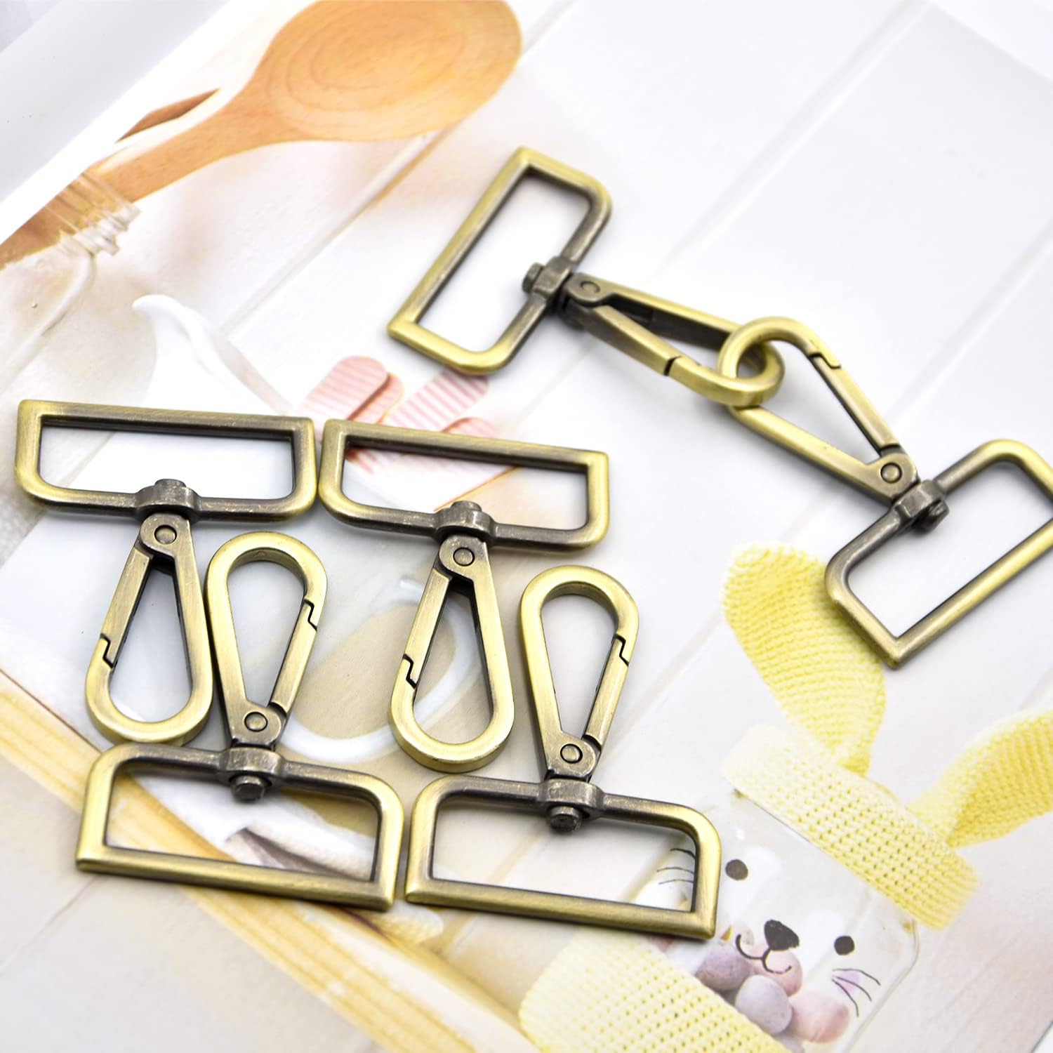 15 Pcs Metal Swivel Lobster Clasp Claw Push Gate Snap Hooks for DIY Crafts Keychain Purse Handbag Making (Brass,1-1/2 inch) - Image 4