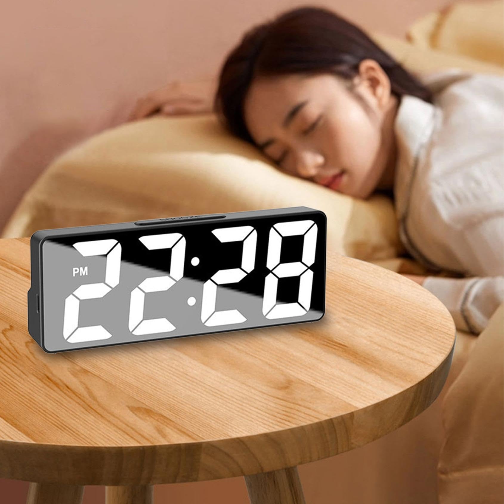 Digital Alarm Clock LED Large Digital Display Multi-Set Alarm Clock Features Desktop LED Mirror Electronic Clocks Bedside Study