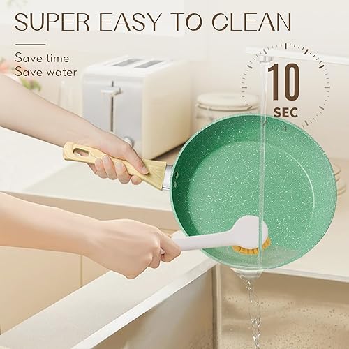 Miniatura 4 de Innerwell - Sartén antiadherente de 11 pulgadas, de aluminio, mango ergonómico, no tóxica, segura, saludable, fácil de limpiar, adecuada para todas