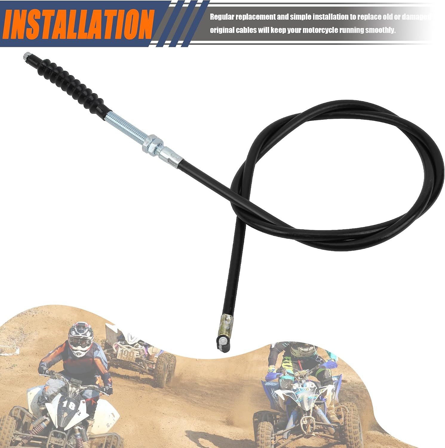 43.31'' 1100mm Motorcycle Clutch Cable Line Wire Replacement for 50cc 70cc 90cc 110cc 125cc 150cc 200cc 250cc Dirt Pit Bike ATV Go Cart-Black