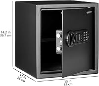 Vista 5 de Yaxa Basics Caja fuerte electrónica de seguridad para el hogar de acero con bloqueo de teclado programable para documentos, joyas, objetos