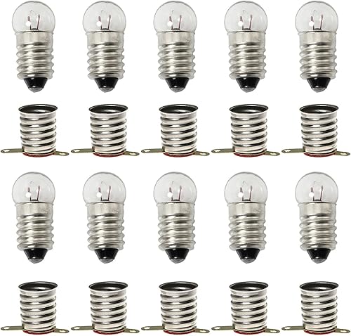 Miniatura 8 de SQXBK - Kit de 10 bombillas pequeñas E10 de 3.8 V0.3 A con base de tornillo en miniatura y 10 bombillas E10 doradas, soportes de base para circuito