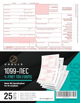 1099 MISC and NEC Forms 2026 Laser Forms IRS Approved Designed for QuickBooks and Accounting Software 4 Part Tax Forms Kit, 50 Vendor (25 MISC - 25 NEC)