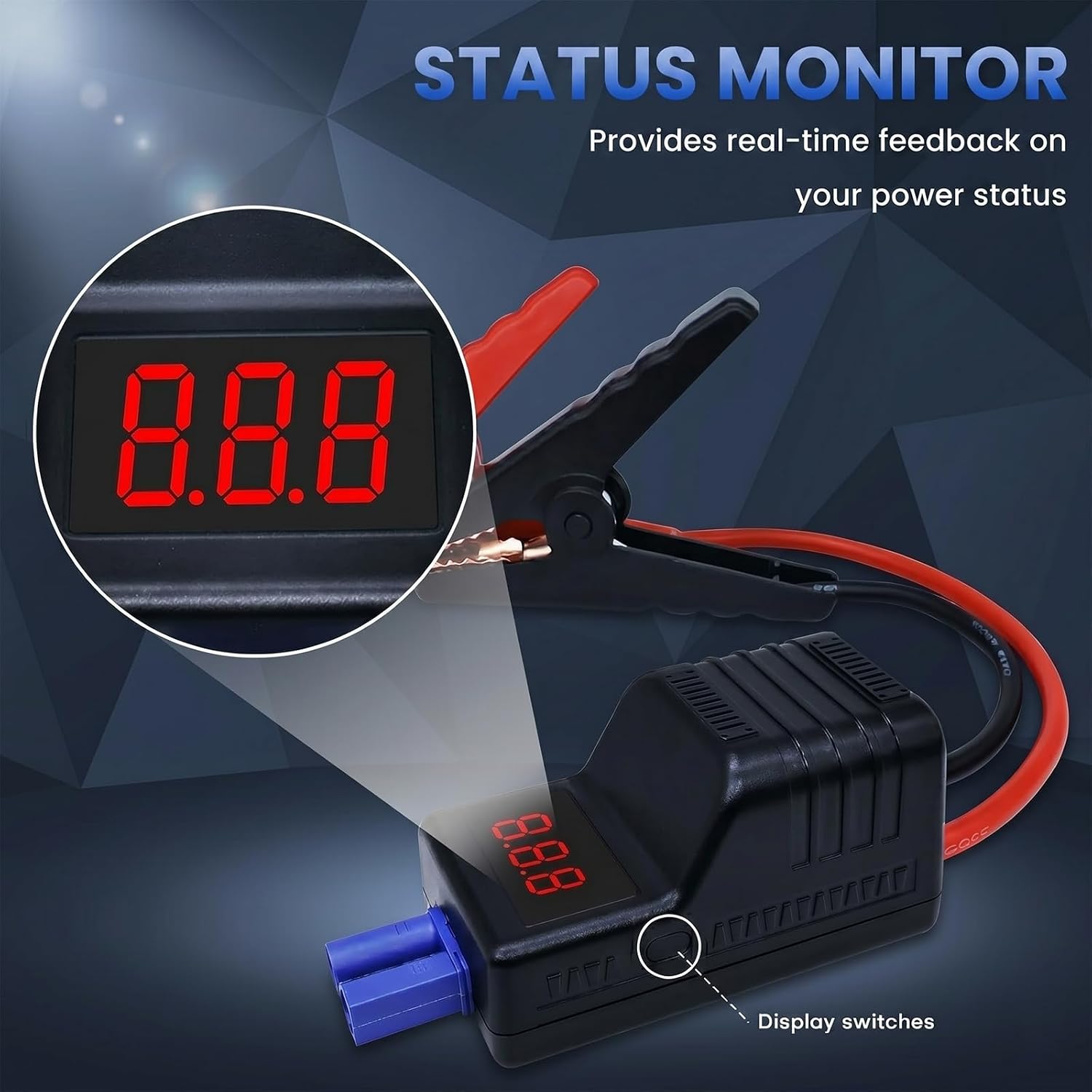 EC5 Smart Jumper Cable with Intelligent LCD Screen, Heavy Duty Jump Starter Clamps Replacement Automotive Booster Cables for 12V Car Battery and Other Brands
