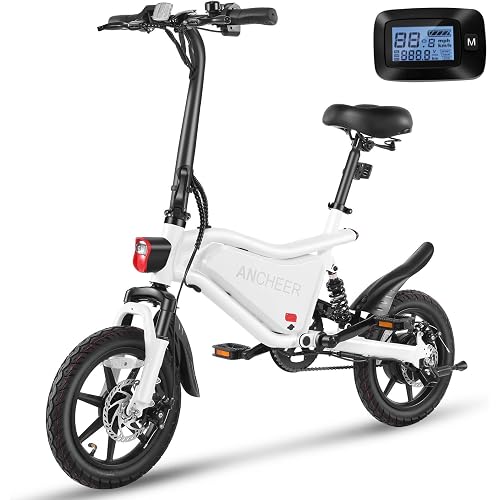 ANCHEER 14" Folding Electric Bike for Adults, 19.8MPH Commuter City Ebike