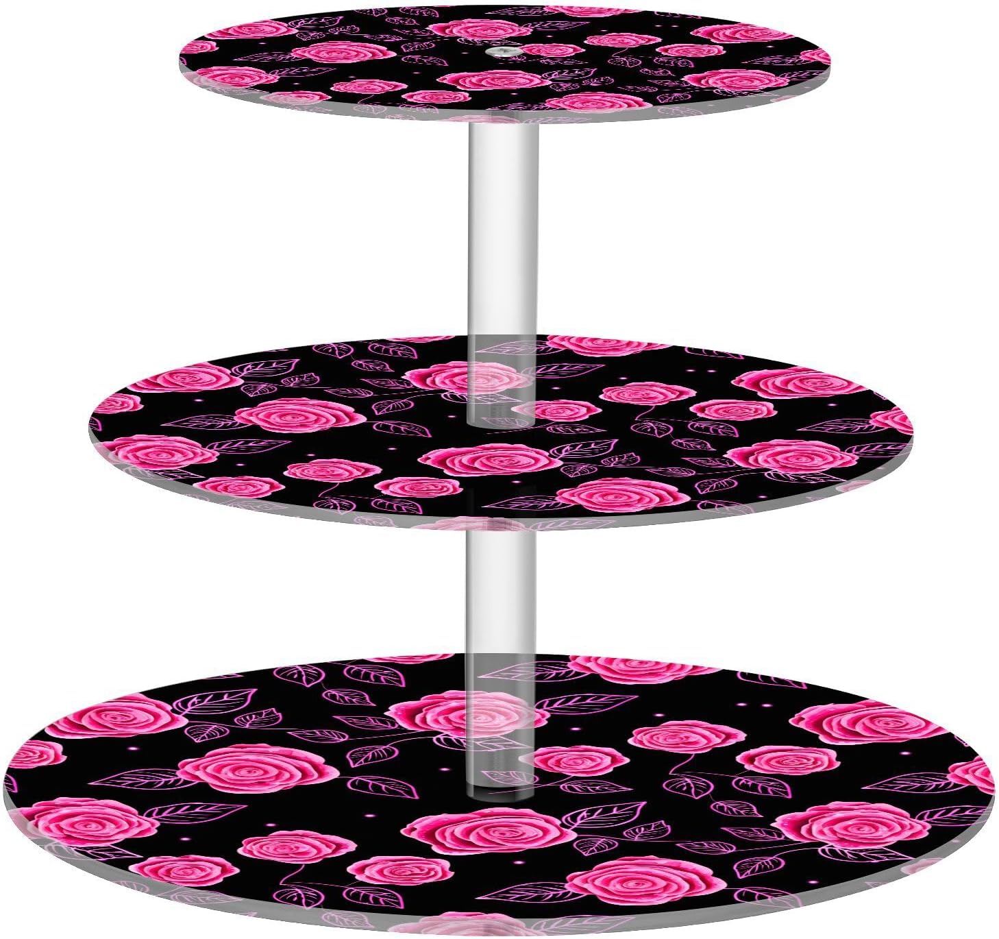 Rose 3 Tier Acrylic Cupcake Stand, Cupcake Stand for 34 Cupcakes for Weddings, Christmas,Holidays,Parties,Birthday,Printed Cupcake Tower 23300411