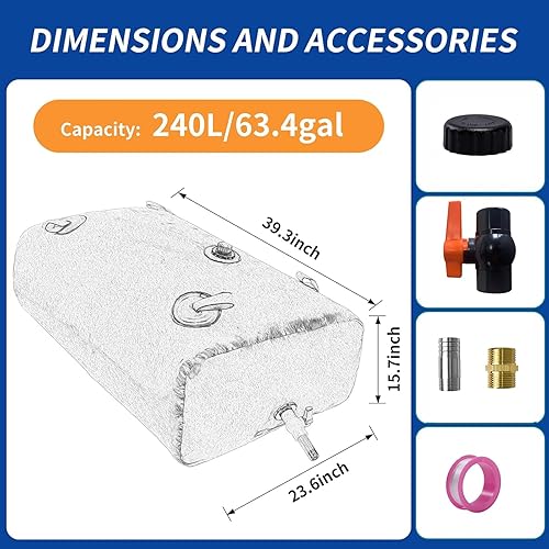 Miniatura 2 de Contenedores de almacenamiento de vejiga de agua de 240 L63.4 galones, tanque de agua portátil plegable bolsa de agua suave de gran capacidad,