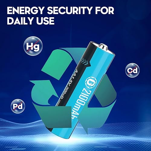 Miniatura 5 de Baterías recargables AA de litio con cable de carga USB-C, paquete de 4 baterías de iones de litio de 1.5 V 2100 mAh de tamaño doble A para cámara