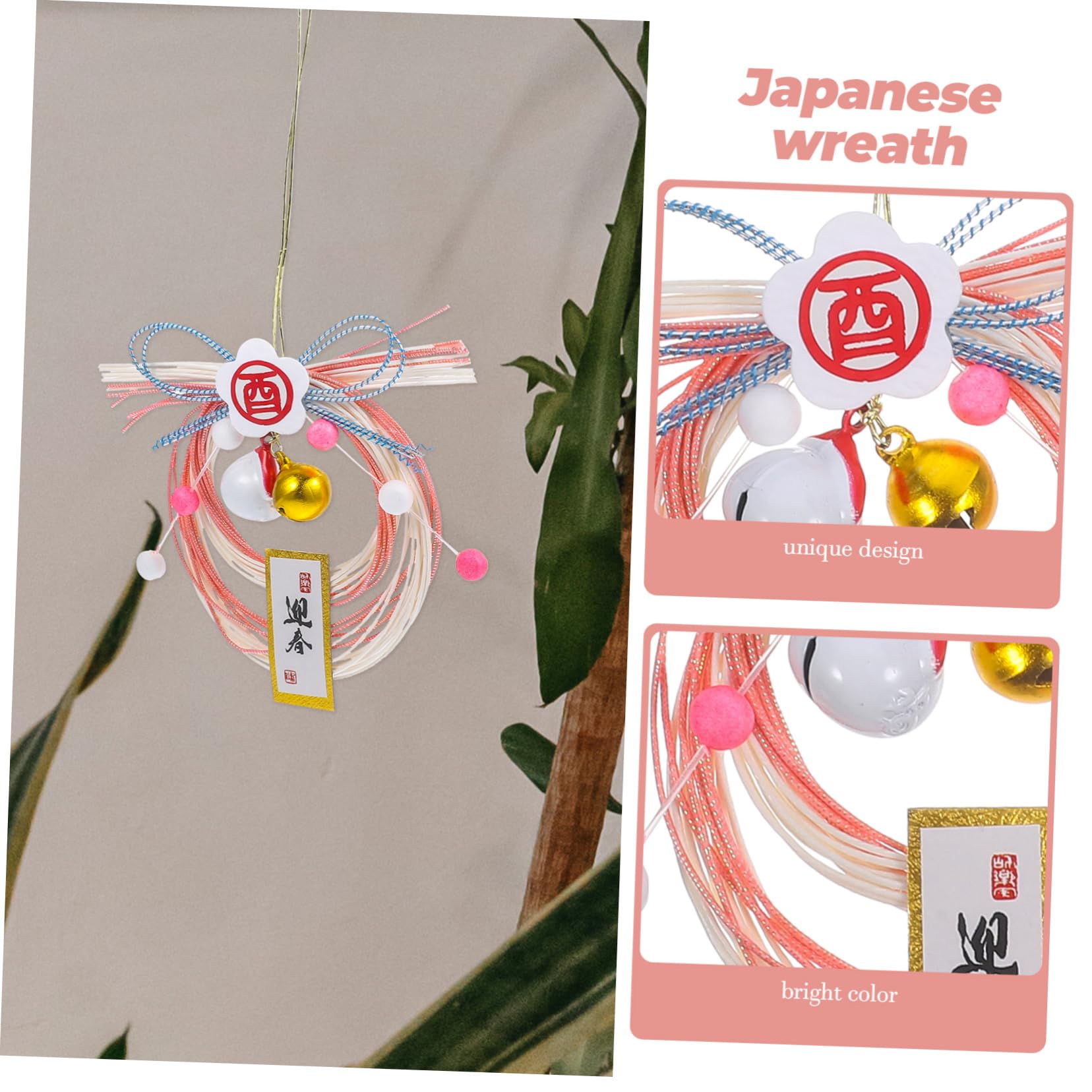 ABOOFAN 5St Anhängerdekoration aus Stroh hängende Segensverzierung hängender Strohkranz als Ornament Dekoration Wohnkultur Girlande Japanischer gewebter Kranz Verzierung Kabel