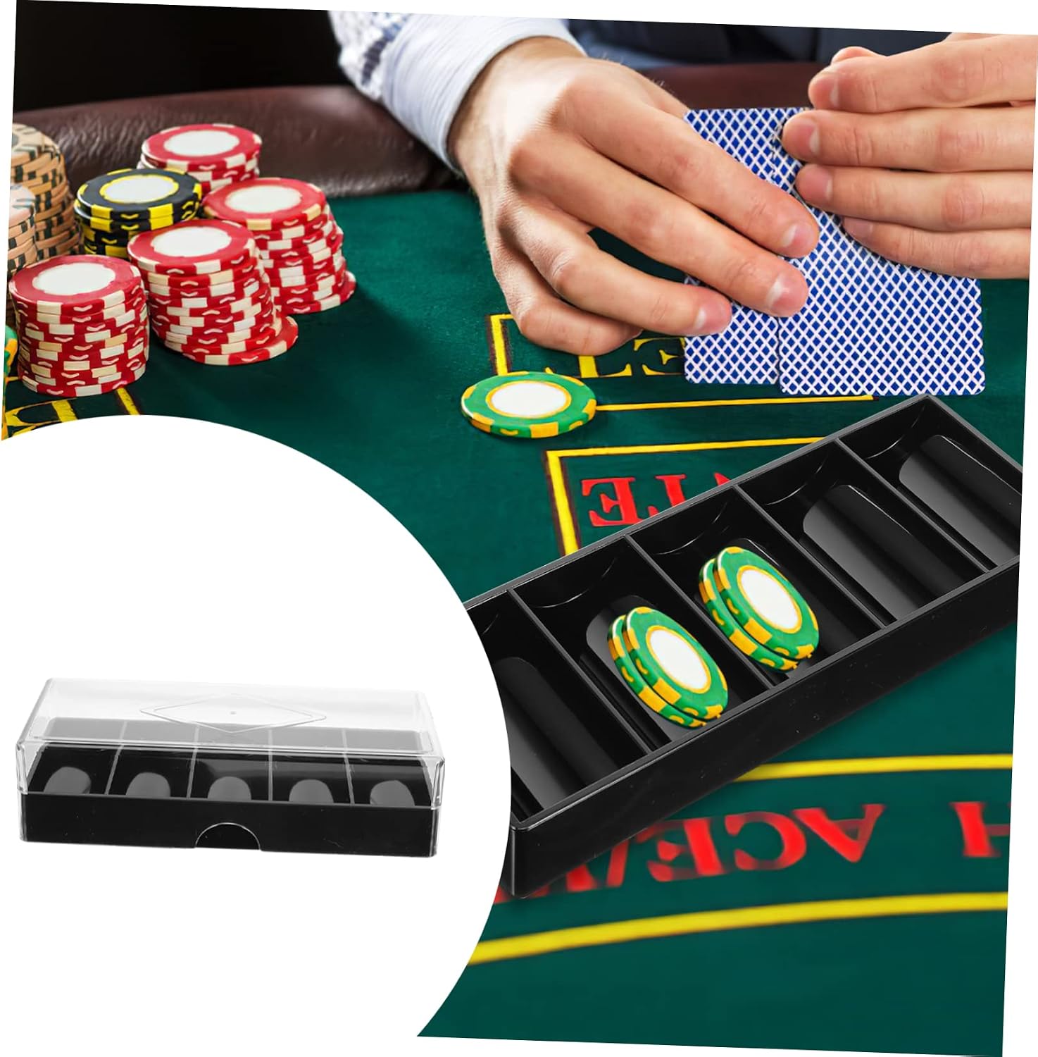 BESPORTBLE Professional Poker Chip Holder Multi-function Acrylic Chip Box Portable Poker Case Storage