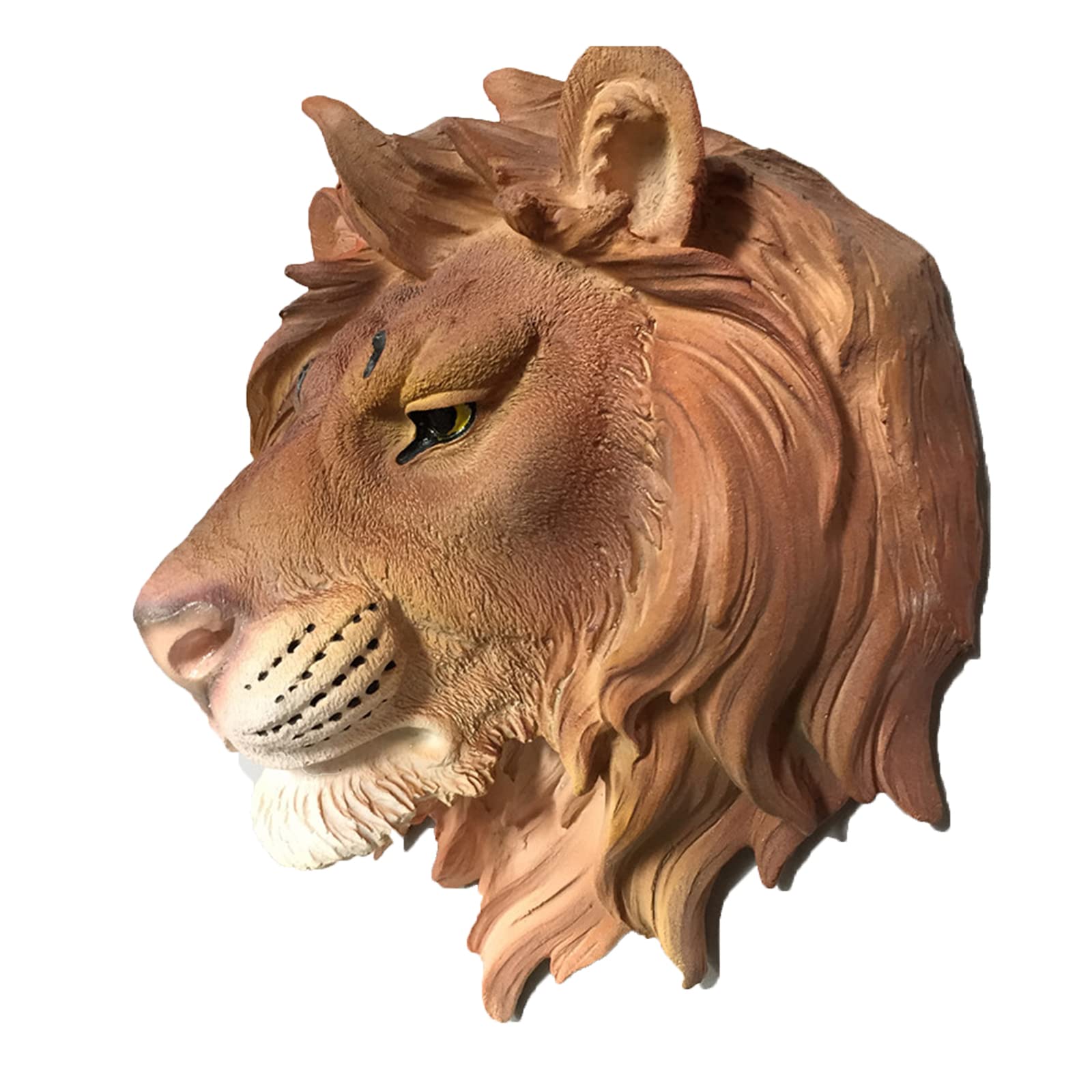 YXCQHZM Animal Head Wall Decor Statue - Realistic Leopard Wall Art Bust – Wall Mounted Hand Painted Mounted Head Decoration for Outdoor or Indoor Use (Lion)