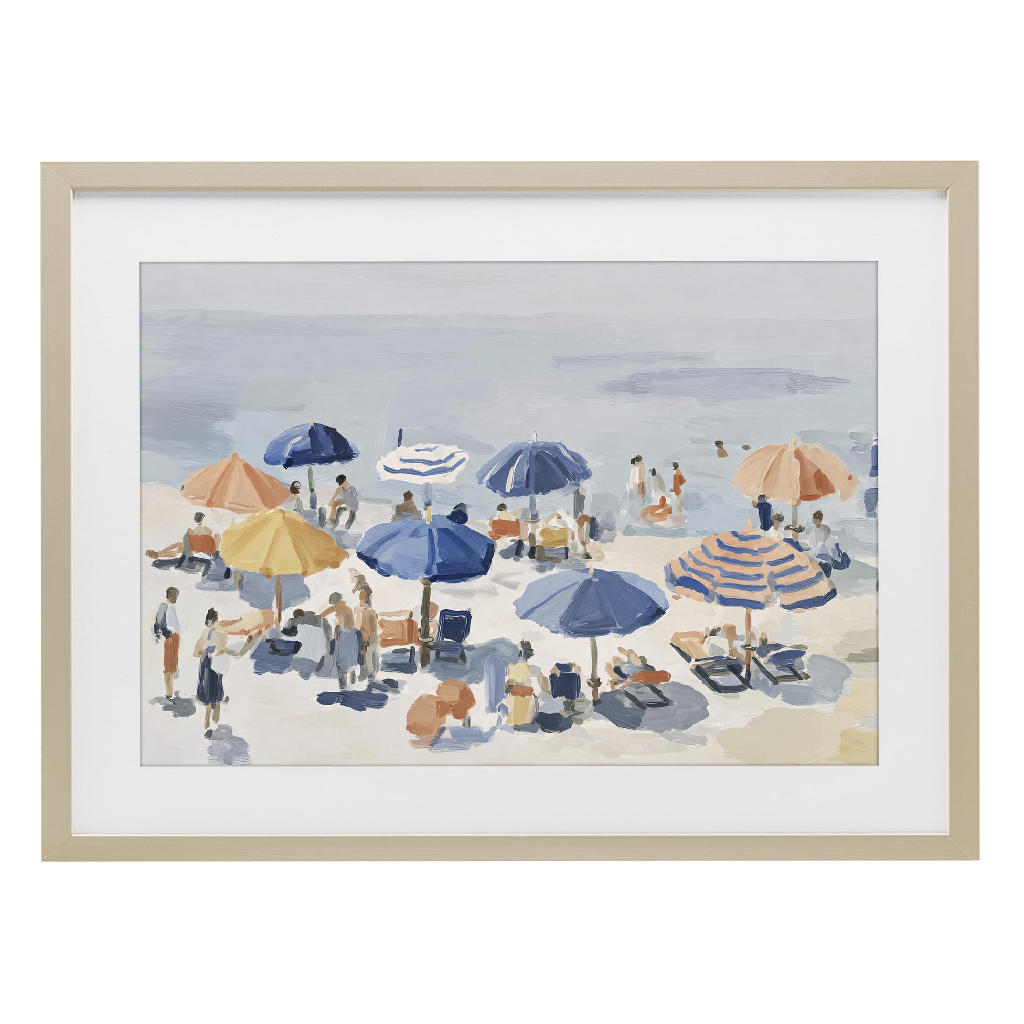 Stupell Industries Harvest Pine (Textured) 'Summer Fun Beach Crowd'| Framed Print Under Glass
