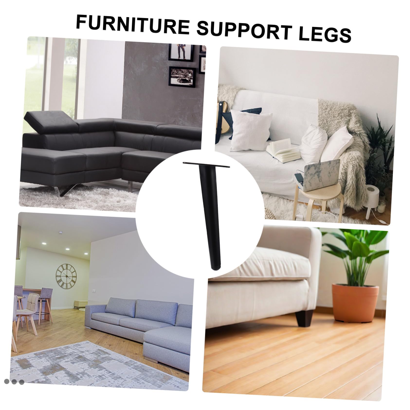 TEHAUX 4pezzi Gambe per Tavolo da Tè in Gambe per Divano Mobile Piedini di Supporto per Mobili da Letto Forma Affusolata Obliqua