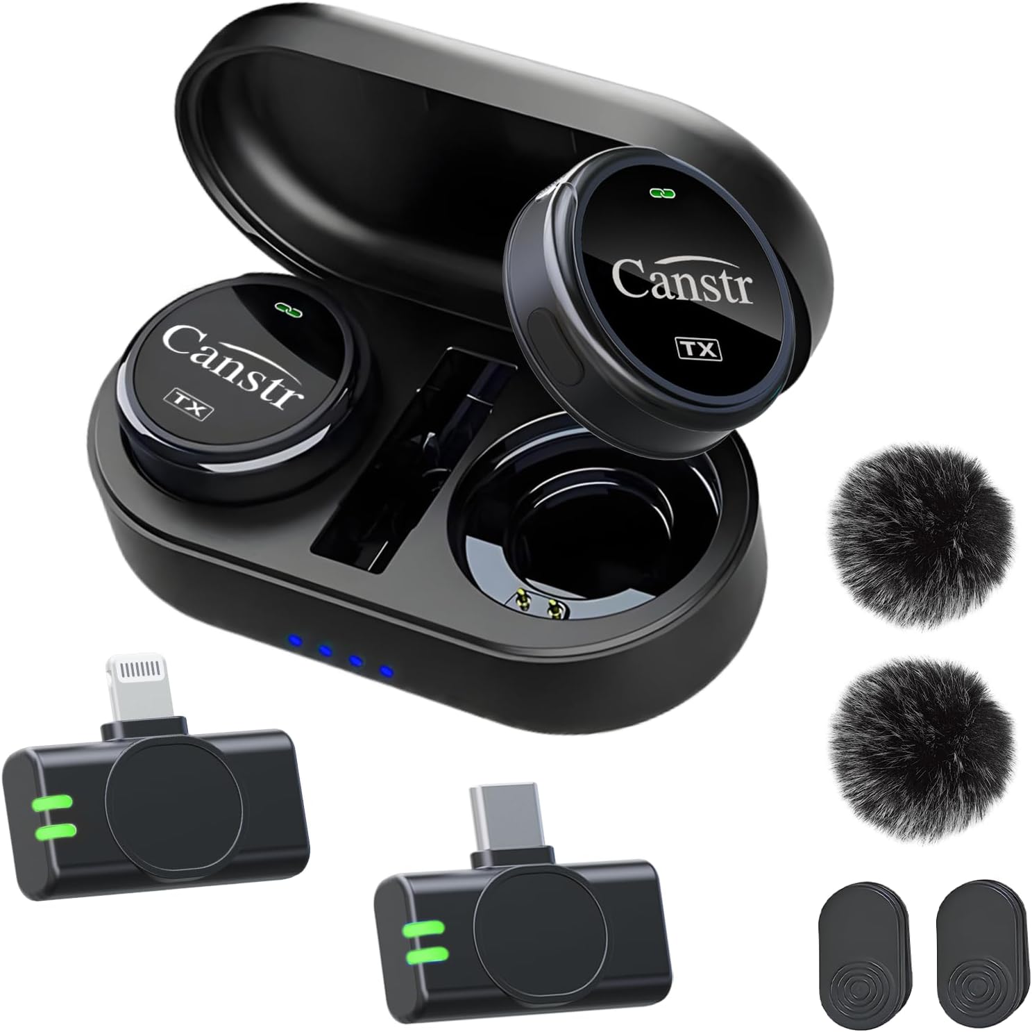 Wireless Lavalier Microphone for iPhone/Android, Lapel Mics with Lightning/USB-C Plug-Play, Omnidirectional Condenser Mic for Video Recording, Interview, Podcast, Vlog, YouTube