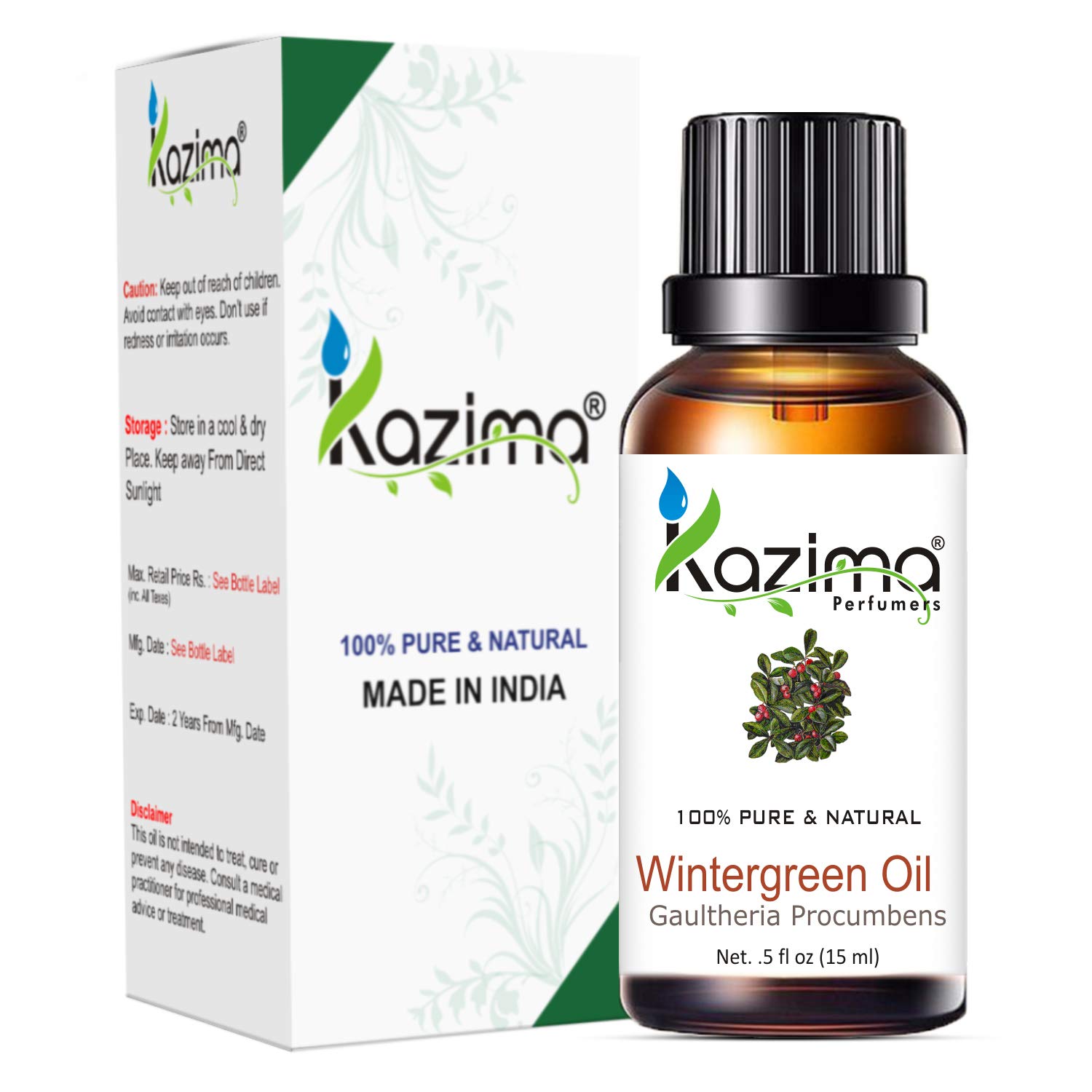 KAZIMA Wintergreen Essential Oil - 100% Pure Natural & Therapeutic Grade Oil For Skin care & Hair (15 ML) (B01H7C3R9Y) Amazon Price History, Amazon Price Tracker
