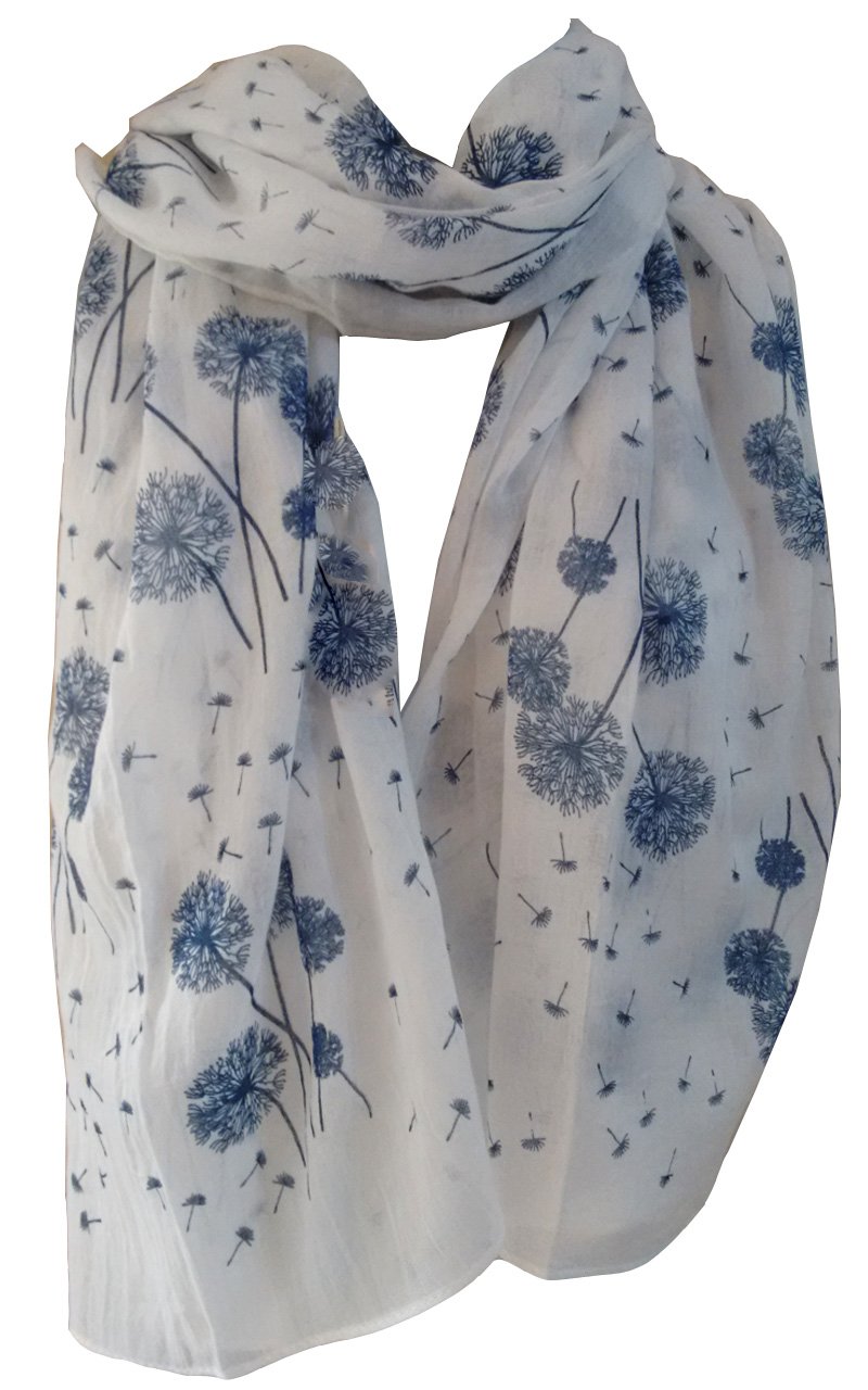 Glamlondon Women's Creamy White Dandelion Scarf Scatter Dandelions Flower Print Fashion Classy Big Wrap (Creamy White)