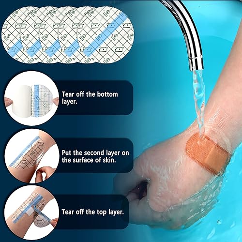 Miniatura 3 de 50 vendajes transparentes impermeables transparentes para vendaje adhesivo elástico, protector de parche redondo para ducha, cinta de tatuaje,