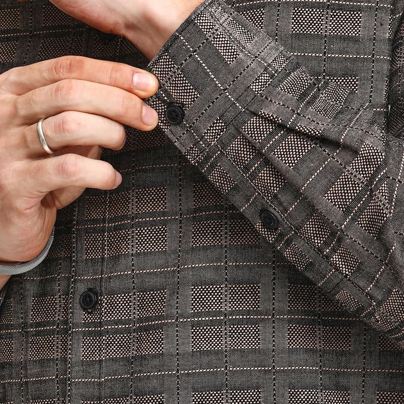 Image of CAHOOT Men's Tartan Plaid Shirt for Casual Wear | Spread Collar | Long Sleeve | Button Closure | Shirt Crafted with Comfort Fit for Everyday Wear