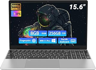 Laptop de 15.6 pulgadas, computadora portátil de negocios con procesador N5100, 8 GB DDR4 256 GB SSD, USB 3.0 dual, pantalla FHD de 1920 x 1080, Wi-Fi 5/BT5.0, teclado retroiluminado y huellas