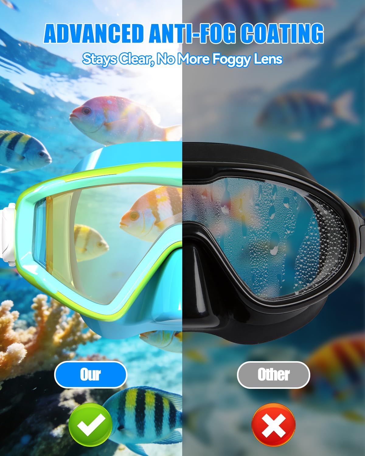 Aegend Gafas de natación para adultos y niños, gafas antivaho de visión amplia de 220° con bolsa de malla para interiores y exteriores, piscina, playa, natación