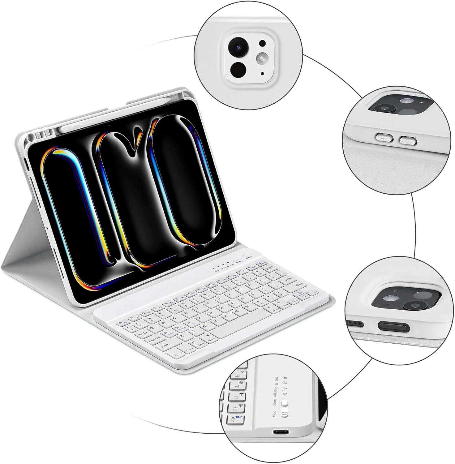 KBCASE Keyboard Case for iPad Pro 11 inch (M5/M4) 2025/2024, Detachable Bluetooth Keyboard Case for iPad Pro 11 inch M5 M4, with Pencil Holder (Gray) - Image 8