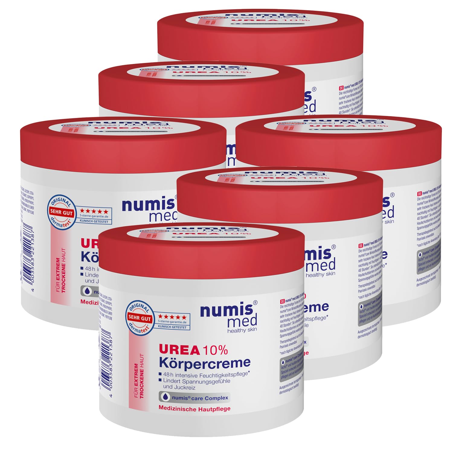 numis med 6x Urea Creme 10 Prozent 400 ml - Körpercreme sehr trockene Haut | Made in Germany - Feuchtigkeitsspendende Urea 10% Hautcreme ohne Silikone, Parabene & mikroplastikfrei